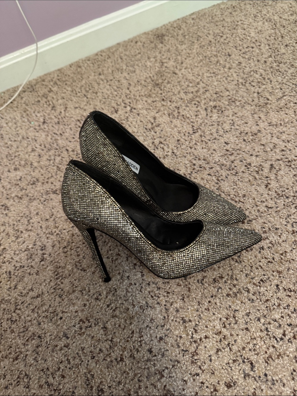 Steve Madden Glitter Pointed-Toe Stilettos - Gold and Black